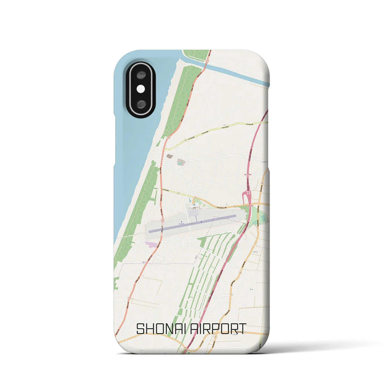 【庄内空港】地図柄iPhoneケース（バックカバータイプ・ナチュラル）iPhone XS / X 用