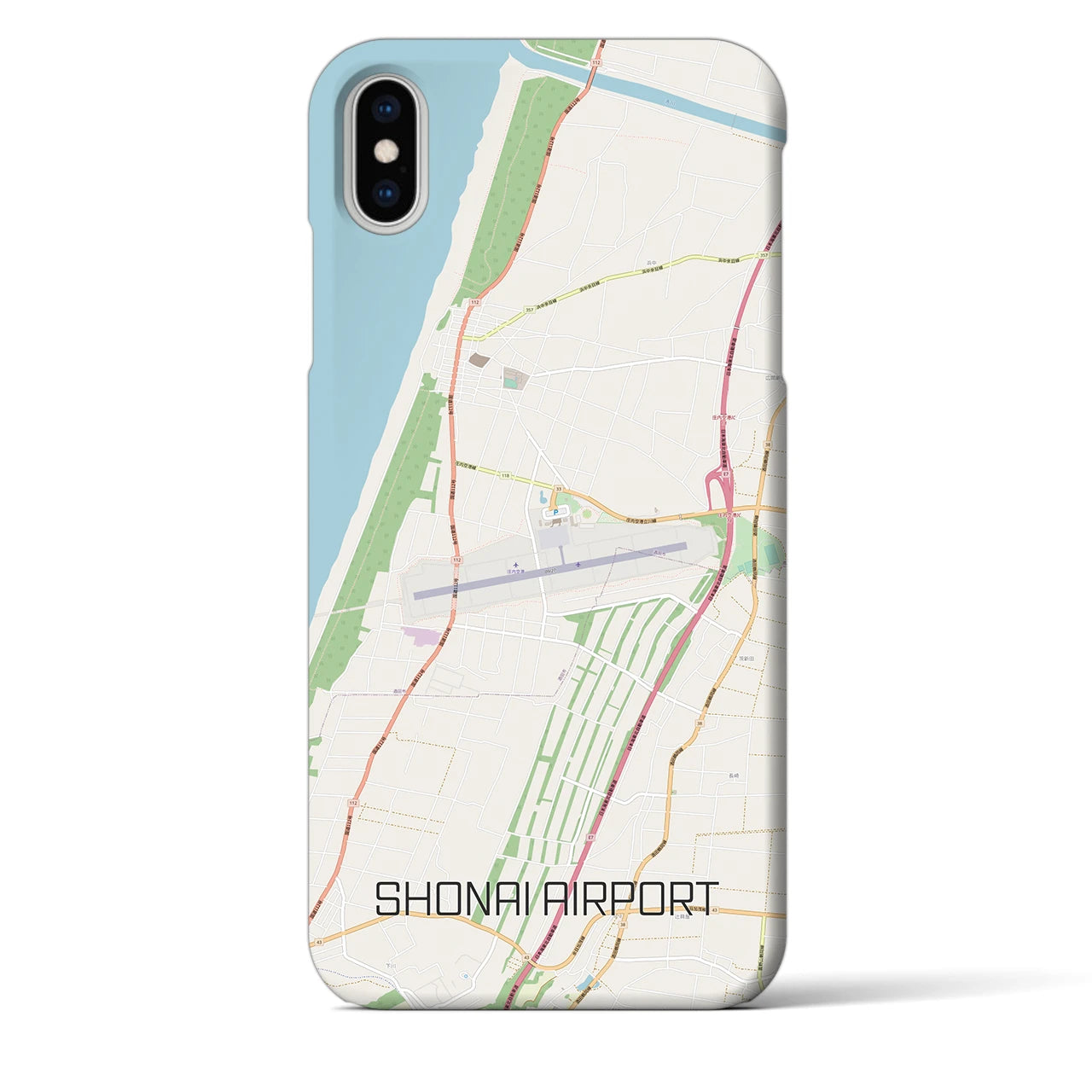 【庄内空港】地図柄iPhoneケース（バックカバータイプ・ナチュラル）iPhone XS Max 用