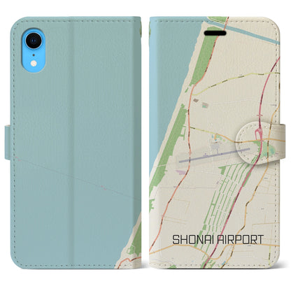 【庄内空港（山形県）】地図柄iPhoneケース（手帳タイプ）ナチュラル・iPhone XR 用