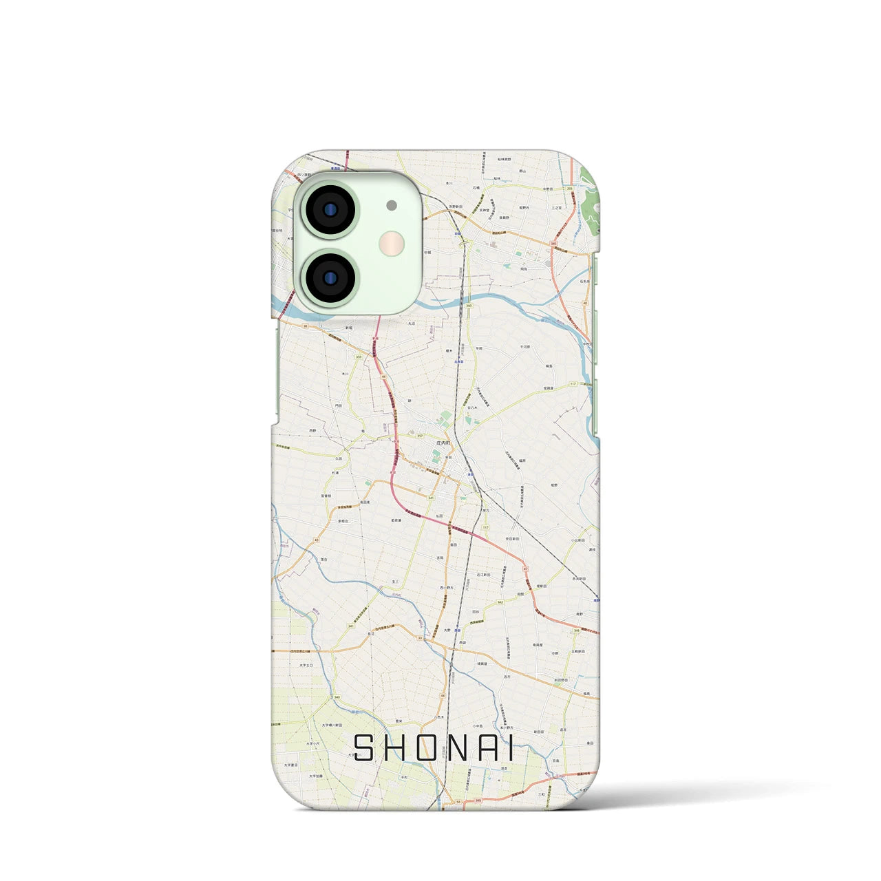 【庄内】地図柄iPhoneケース（バックカバータイプ・ナチュラル）iPhone 12 mini 用