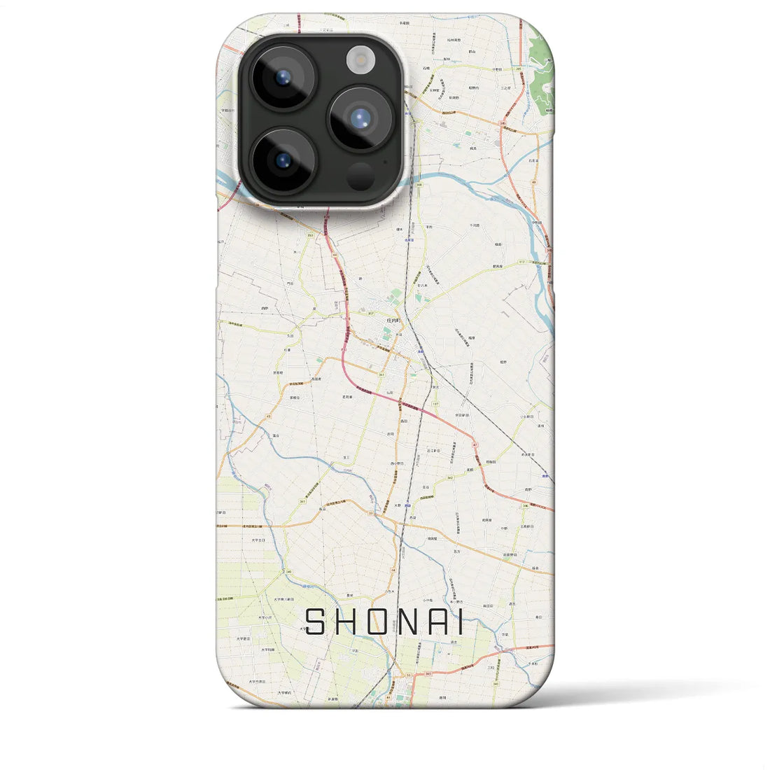 【庄内】地図柄iPhoneケース（バックカバータイプ・ナチュラル）iPhone 15 Pro Max 用