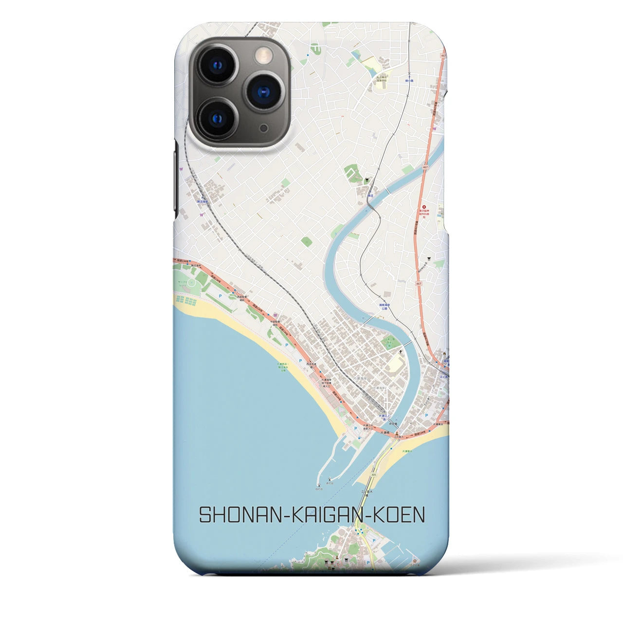 【湘南海岸公園】地図柄iPhoneケース（バックカバータイプ・ナチュラル）iPhone 11 Pro Max 用