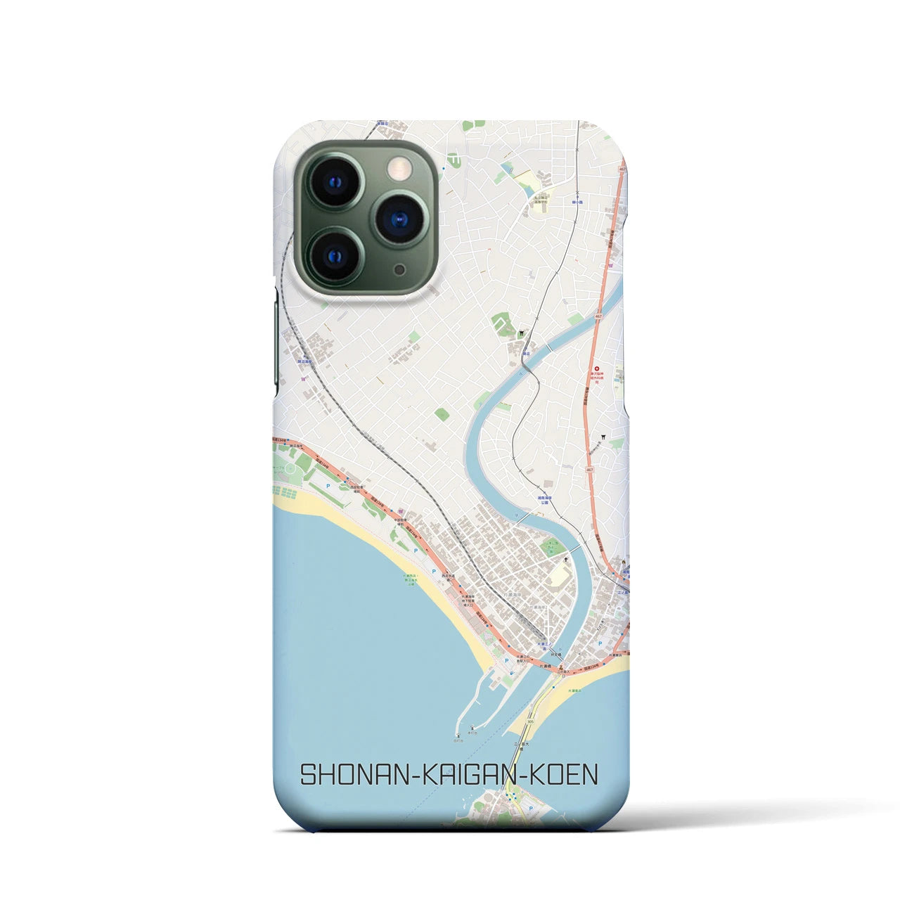 【湘南海岸公園】地図柄iPhoneケース（バックカバータイプ・ナチュラル）iPhone 11 Pro 用