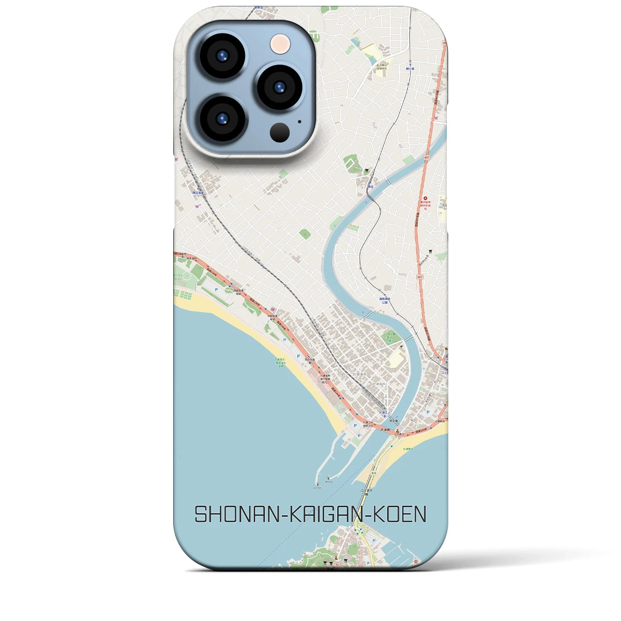 【湘南海岸公園】地図柄iPhoneケース（バックカバータイプ・ナチュラル）iPhone 13 Pro Max 用