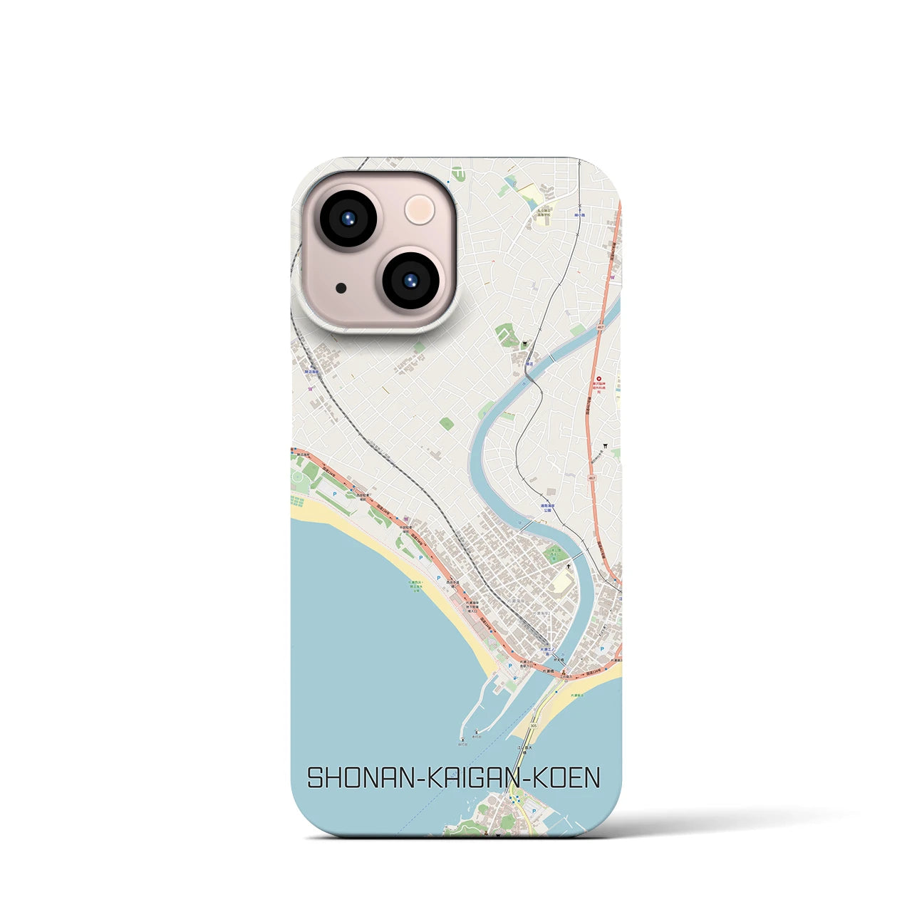 【湘南海岸公園】地図柄iPhoneケース（バックカバータイプ・ナチュラル）iPhone 13 mini 用