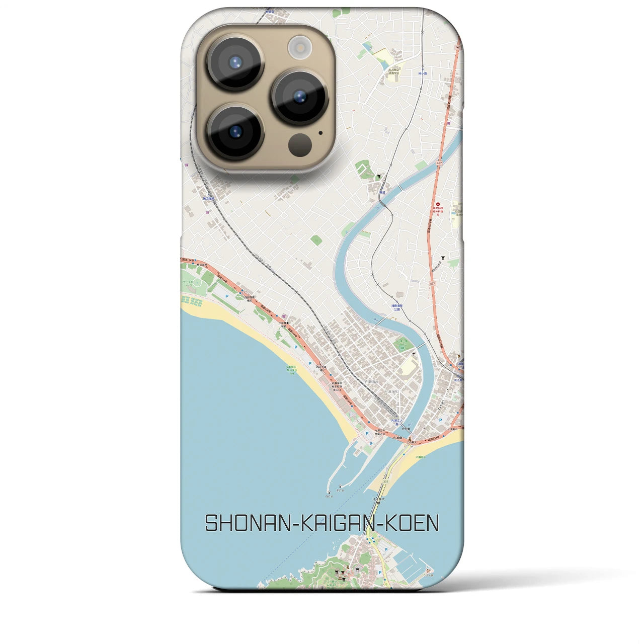 【湘南海岸公園】地図柄iPhoneケース（バックカバータイプ・ナチュラル）iPhone 14 Pro Max 用