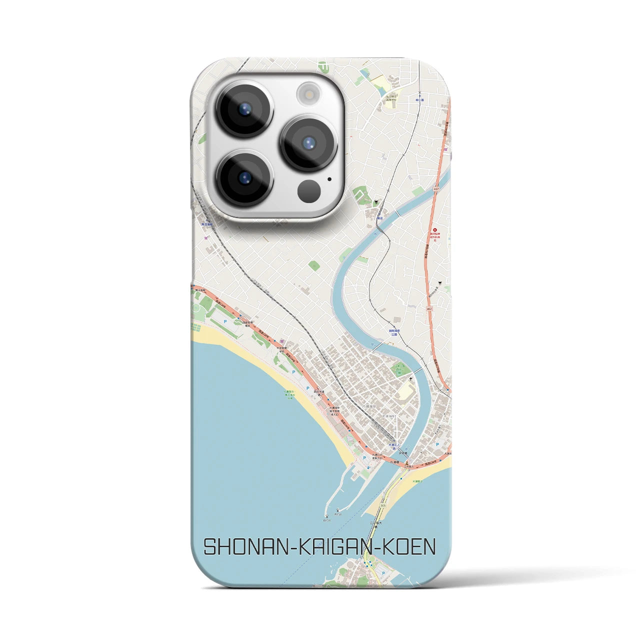 【湘南海岸公園】地図柄iPhoneケース（バックカバータイプ・ナチュラル）iPhone 14 Pro 用