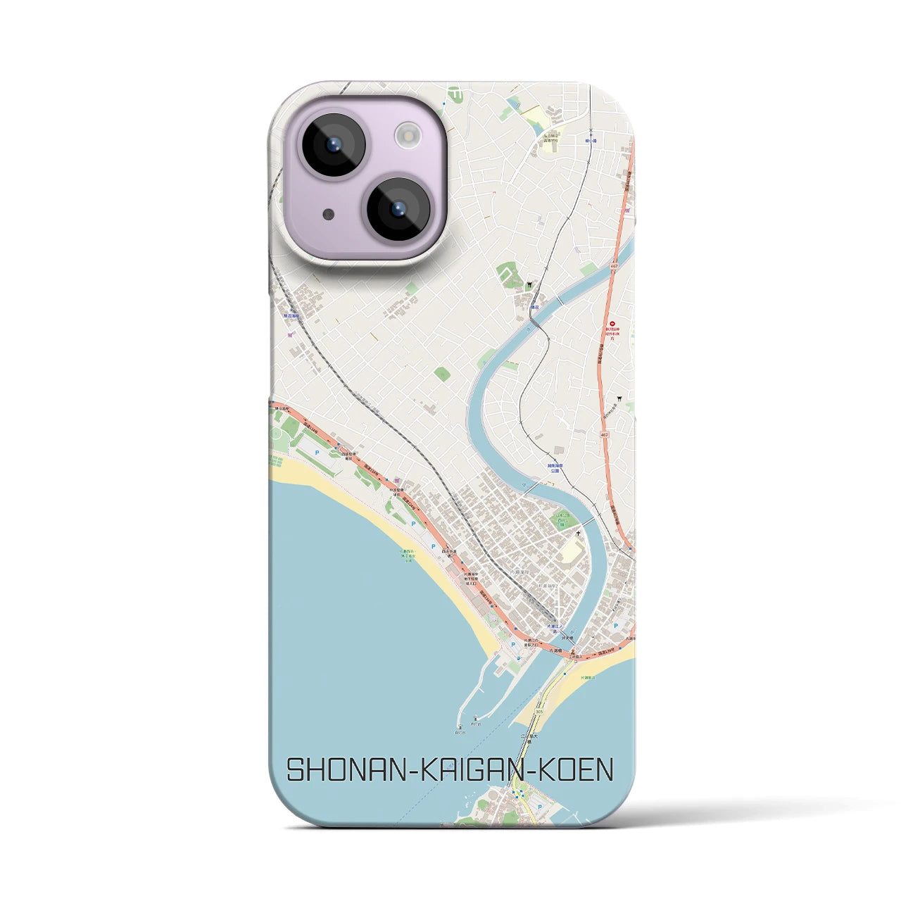 【湘南海岸公園】地図柄iPhoneケース（バックカバータイプ・ナチュラル）iPhone 14 用
