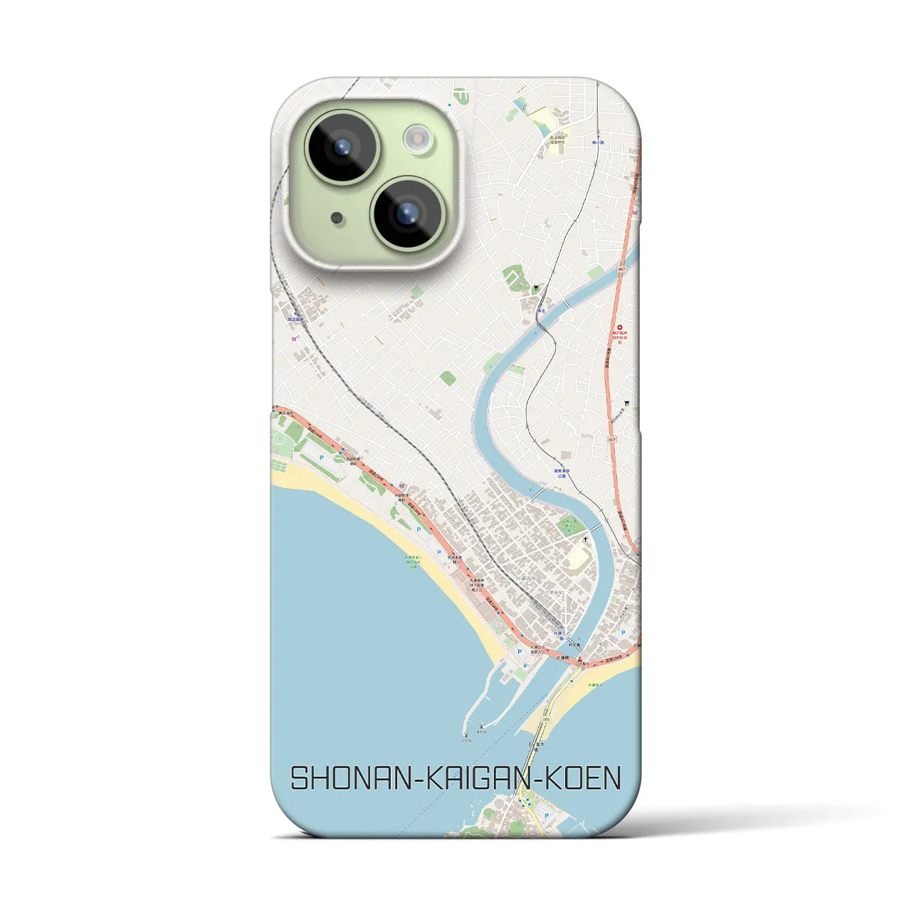 【湘南海岸公園】地図柄iPhoneケース（バックカバータイプ・ナチュラル）iPhone 15 用