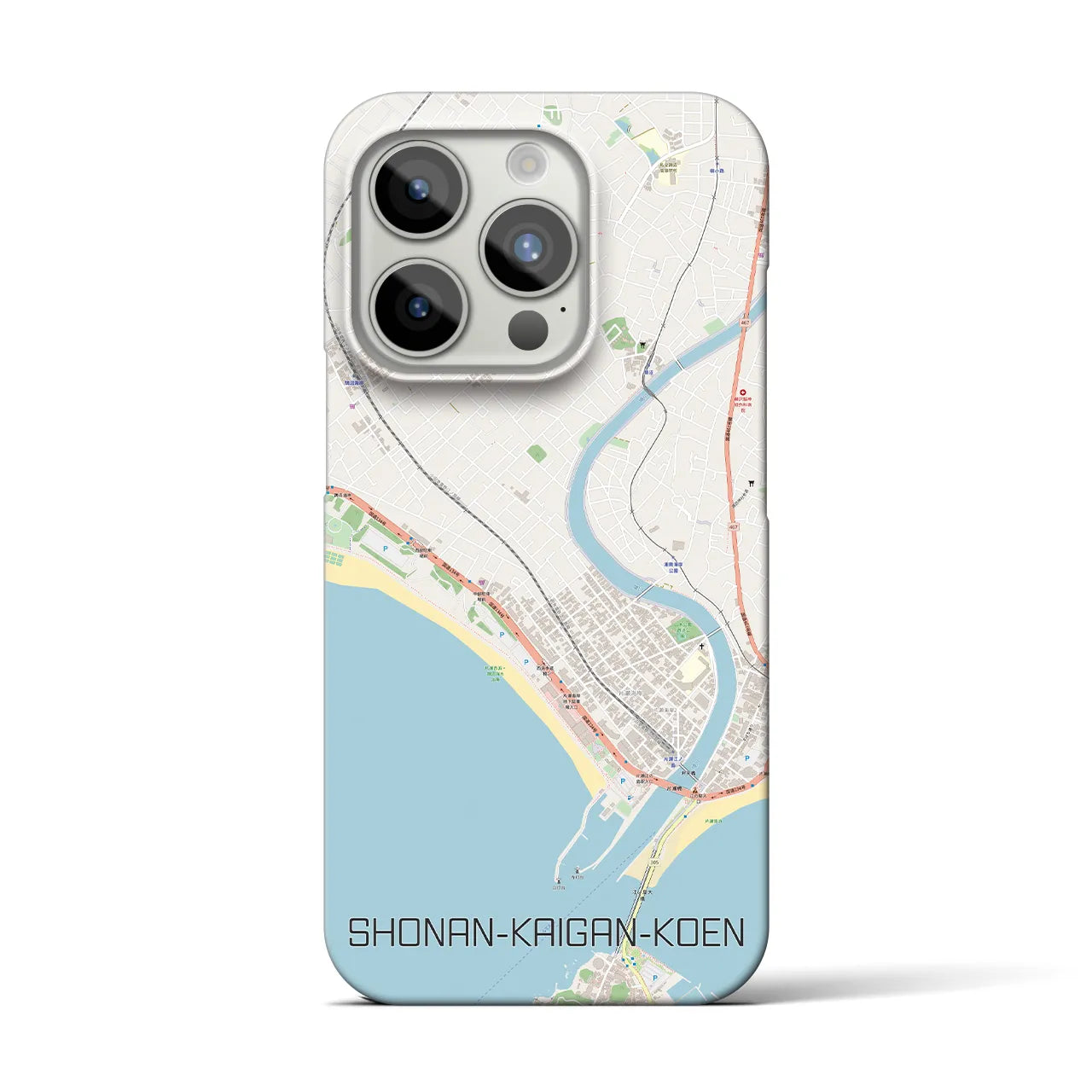 【湘南海岸公園】地図柄iPhoneケース（バックカバータイプ・ナチュラル）iPhone 15 Pro 用