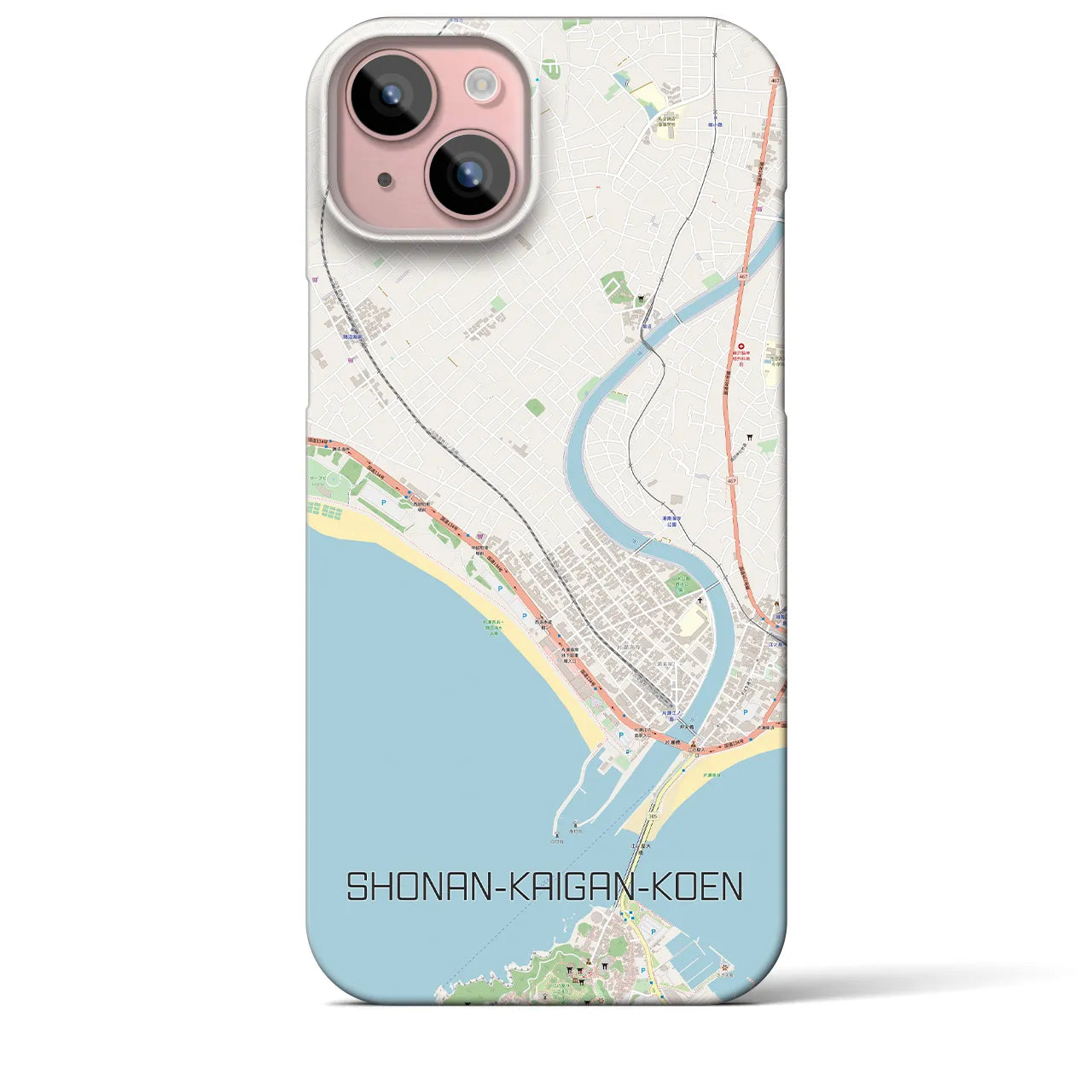 【湘南海岸公園】地図柄iPhoneケース（バックカバータイプ・ナチュラル）iPhone 15 Plus 用