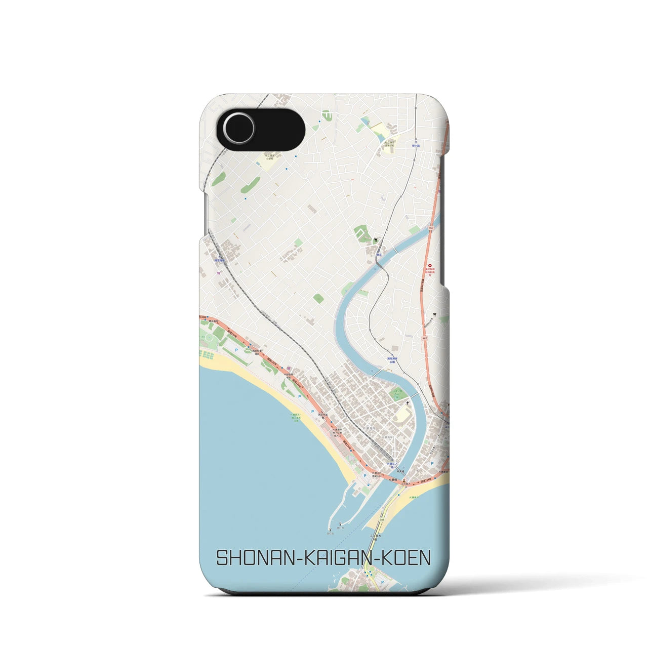【湘南海岸公園】地図柄iPhoneケース（バックカバータイプ・ナチュラル）iPhone SE（第3 / 第2世代） / 8 / 7 / 6s / 6 用
