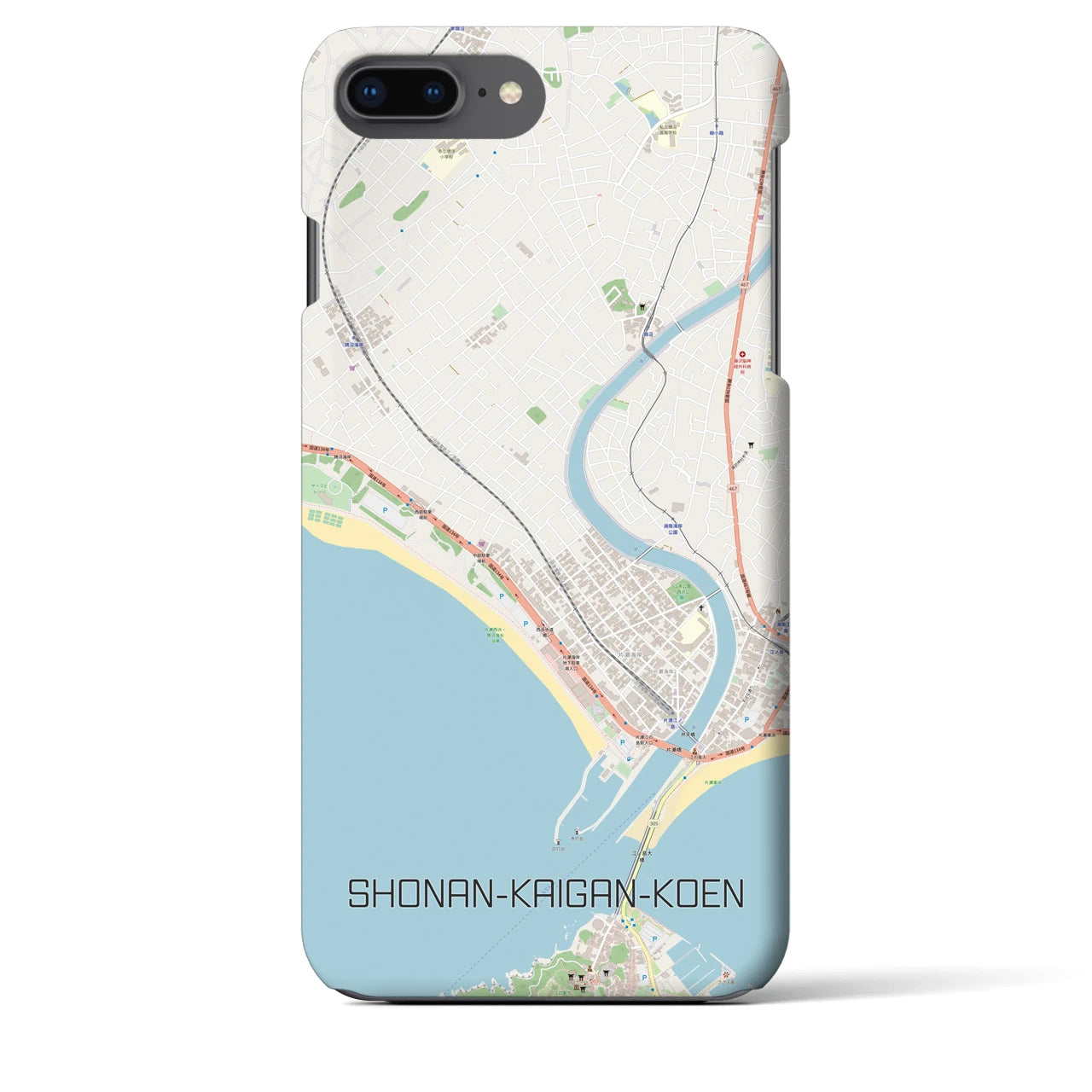 【湘南海岸公園】地図柄iPhoneケース（バックカバータイプ・ナチュラル）iPhone 8Plus /7Plus / 6sPlus / 6Plus 用