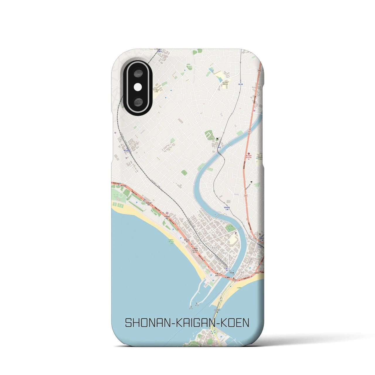 【湘南海岸公園】地図柄iPhoneケース（バックカバータイプ・ナチュラル）iPhone XS / X 用