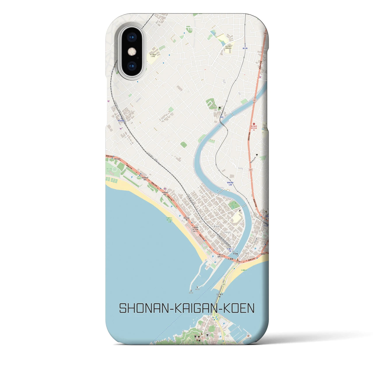 【湘南海岸公園】地図柄iPhoneケース（バックカバータイプ・ナチュラル）iPhone XS Max 用