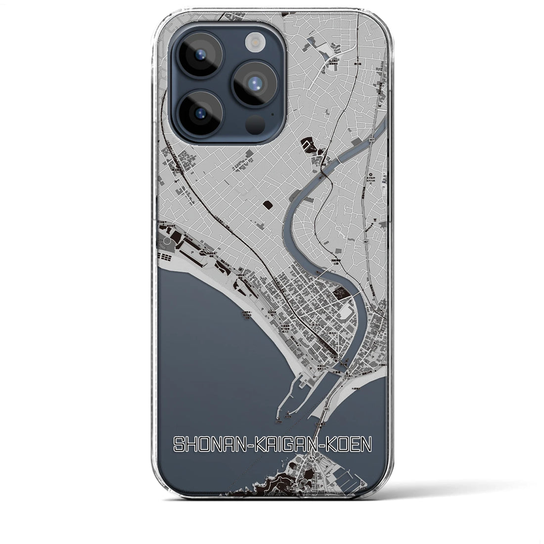 【湘南海岸公園】地図柄iPhoneケース（クリアタイプ・モノトーン）iPhone 15 Pro Max 用