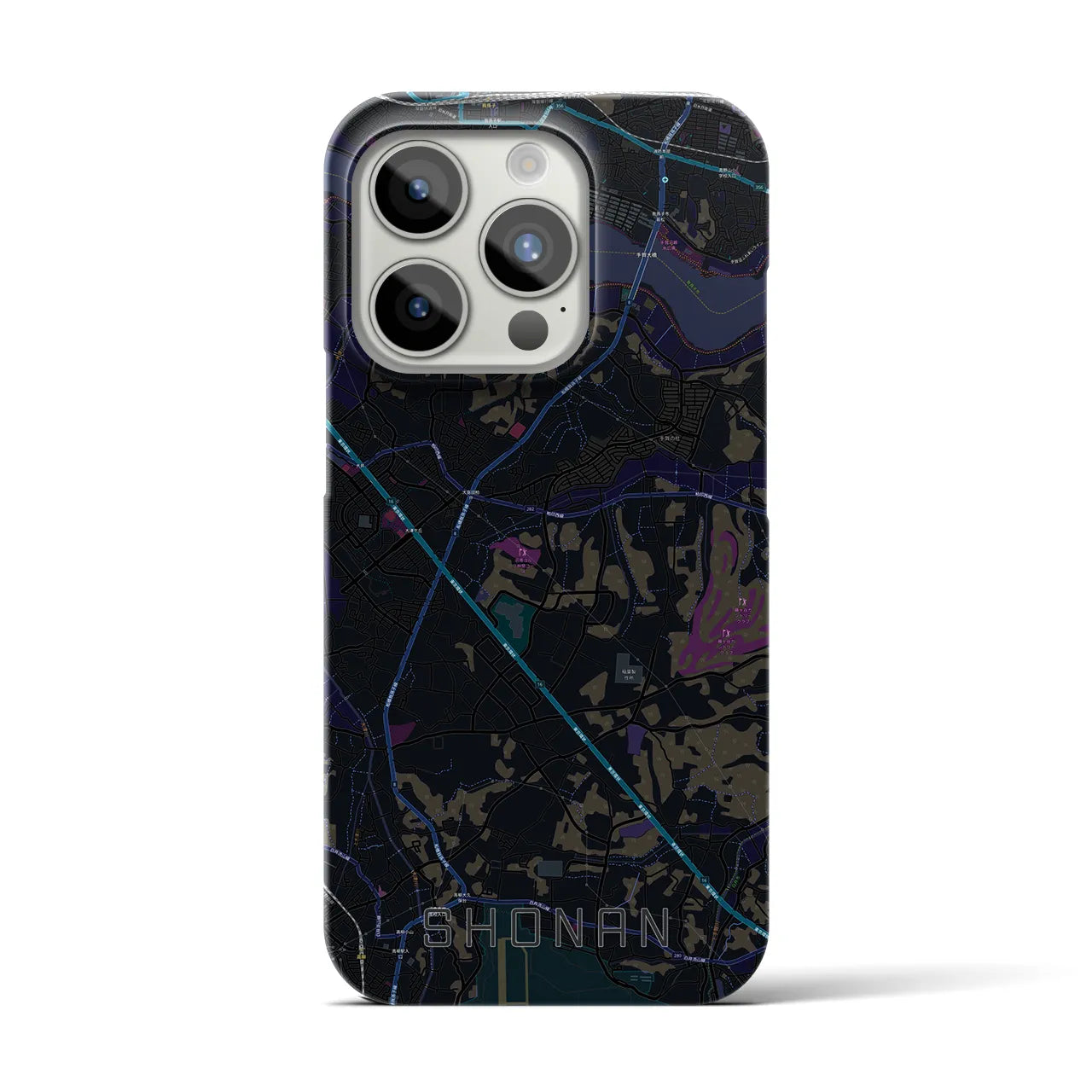【沼南】地図柄iPhoneケース（バックカバータイプ・ブラック）iPhone 15 Pro 用