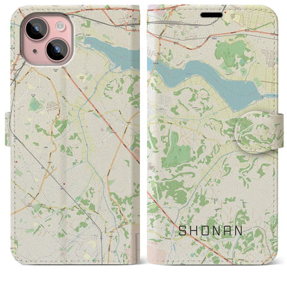 【沼南（千葉県）】地図柄iPhoneケース（手帳タイプ）ナチュラル・iPhone 15 Plus 用