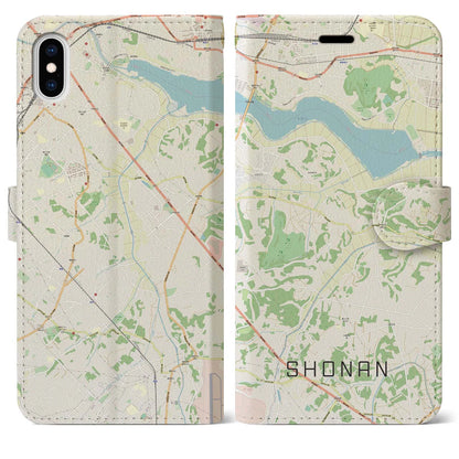 【沼南（千葉県）】地図柄iPhoneケース（手帳タイプ）ナチュラル・iPhone XS Max 用