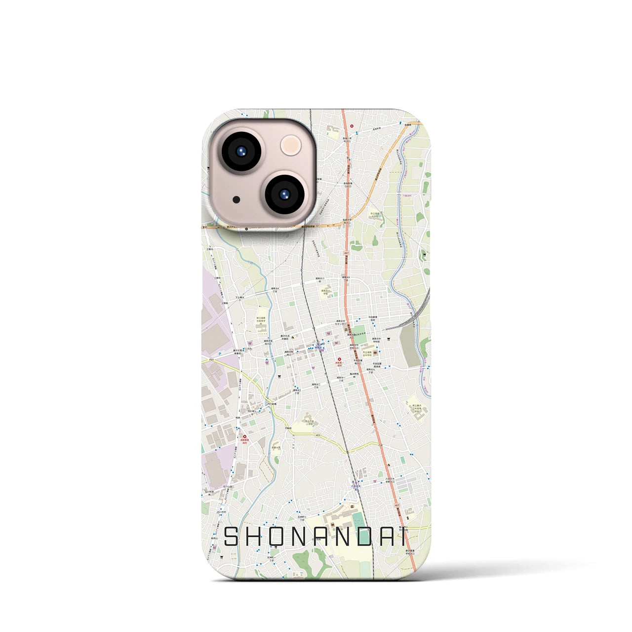 【湘南台】地図柄iPhoneケース（バックカバータイプ・ナチュラル）iPhone 13 mini 用
