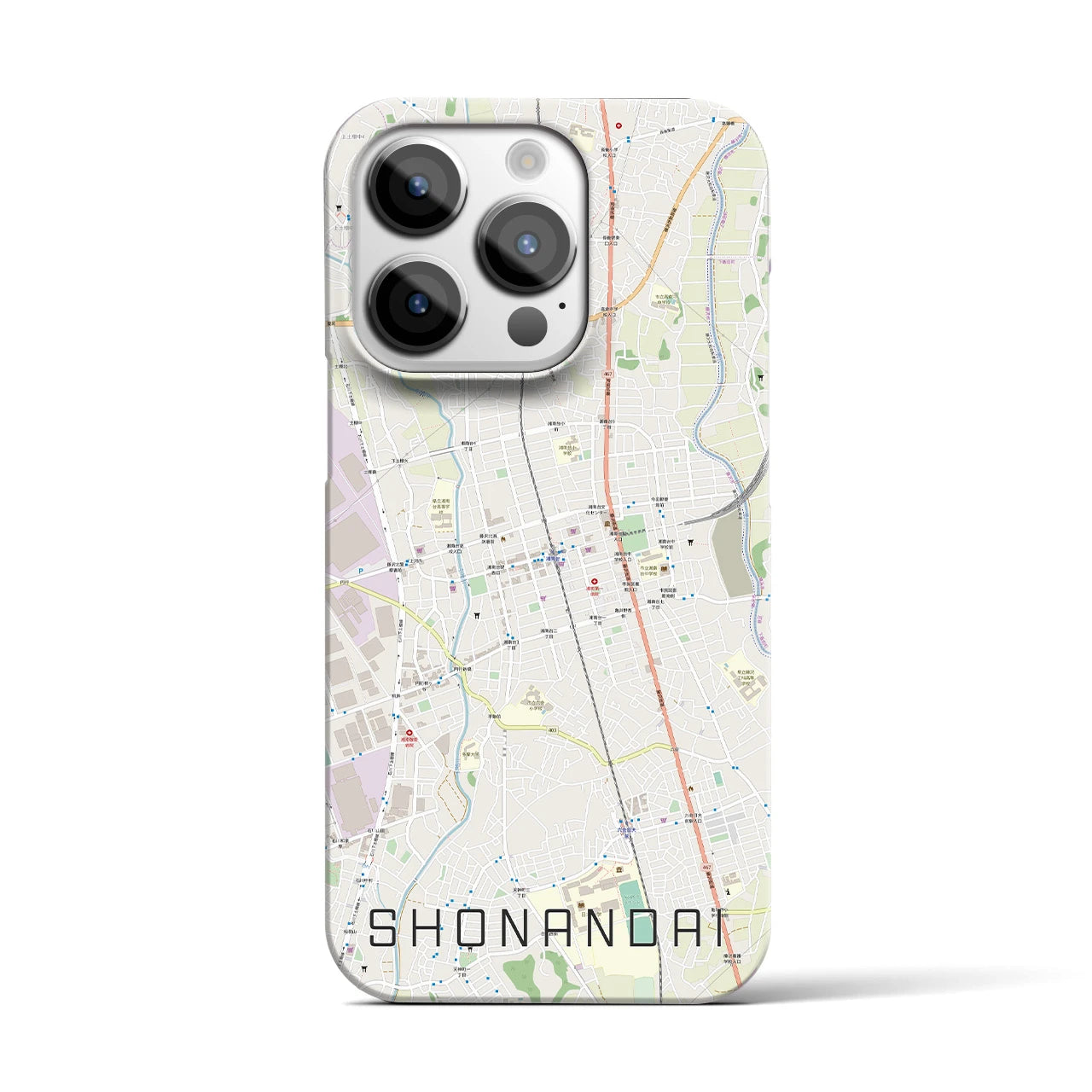【湘南台】地図柄iPhoneケース（バックカバータイプ・ナチュラル）iPhone 14 Pro 用