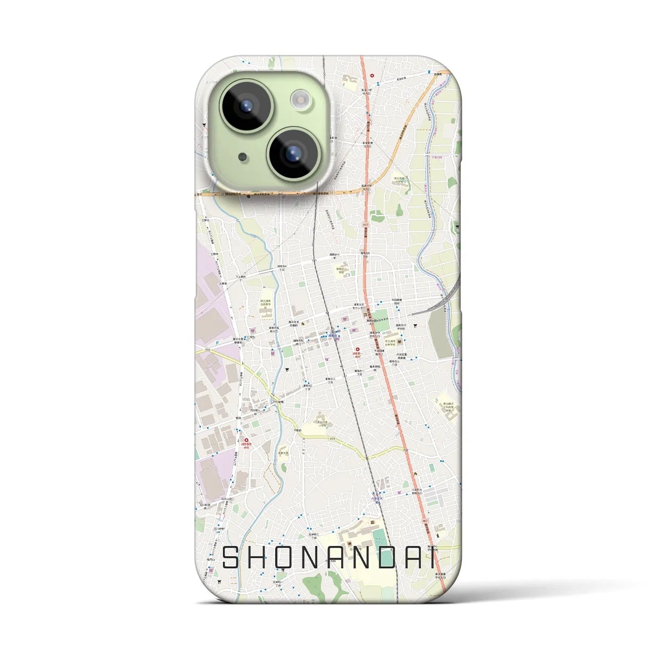 【湘南台】地図柄iPhoneケース（バックカバータイプ・ナチュラル）iPhone 15 用