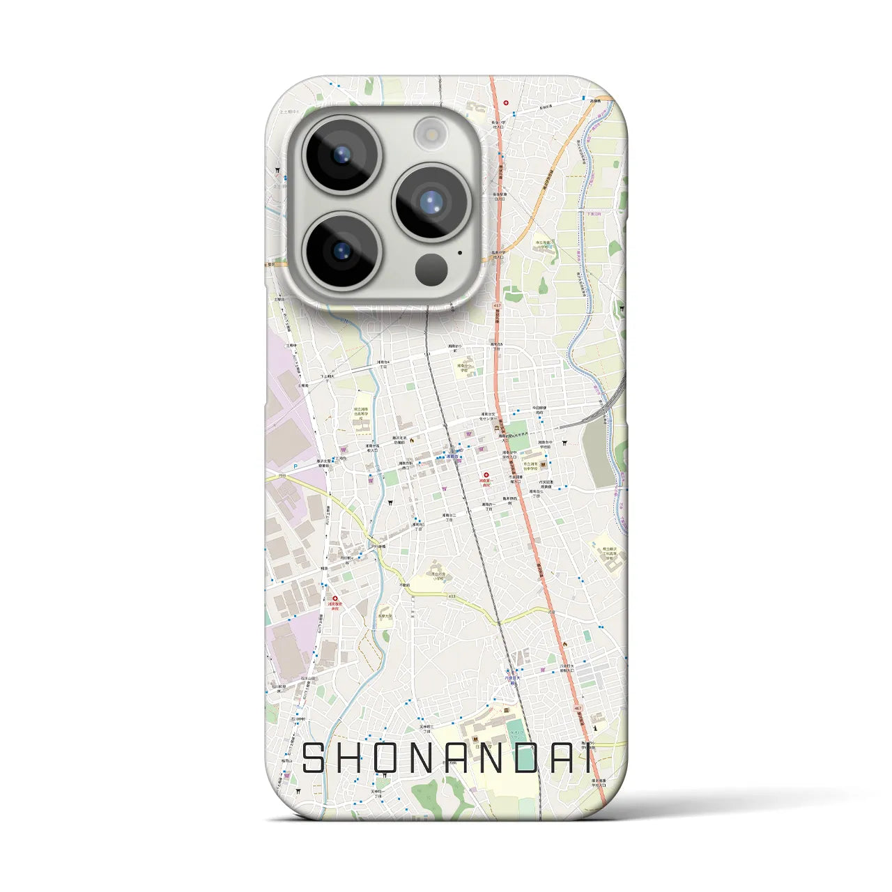 【湘南台】地図柄iPhoneケース（バックカバータイプ・ナチュラル）iPhone 15 Pro 用