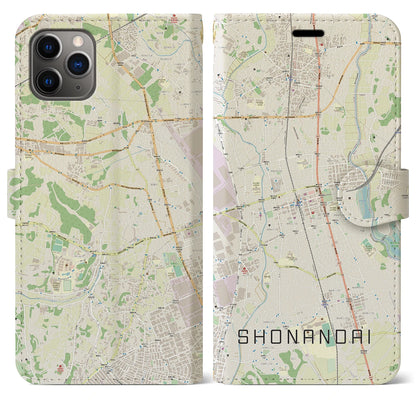【湘南台（神奈川県）】地図柄iPhoneケース（手帳タイプ）ナチュラル・iPhone 11 Pro Max 用