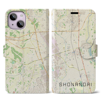 【湘南台（神奈川県）】地図柄iPhoneケース（手帳タイプ）ナチュラル・iPhone 14 用