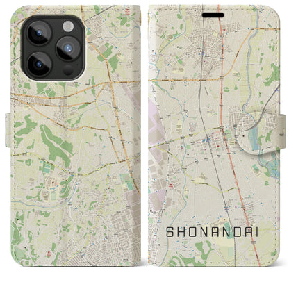 【湘南台（神奈川県）】地図柄iPhoneケース（手帳タイプ）ナチュラル・iPhone 15 Pro Max 用