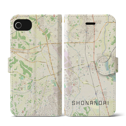 【湘南台（神奈川県）】地図柄iPhoneケース（手帳タイプ）ナチュラル・iPhone SE（第3 / 第2世代） / 8 / 7 / 6s / 6 用