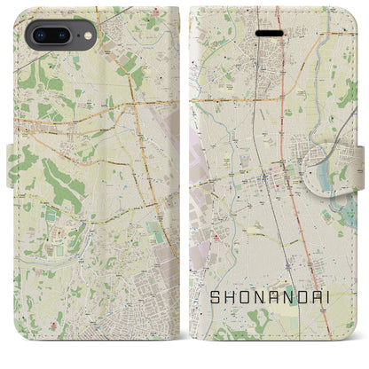 【湘南台（神奈川県）】地図柄iPhoneケース（手帳タイプ）ナチュラル・iPhone 8Plus /7Plus / 6sPlus / 6Plus 用