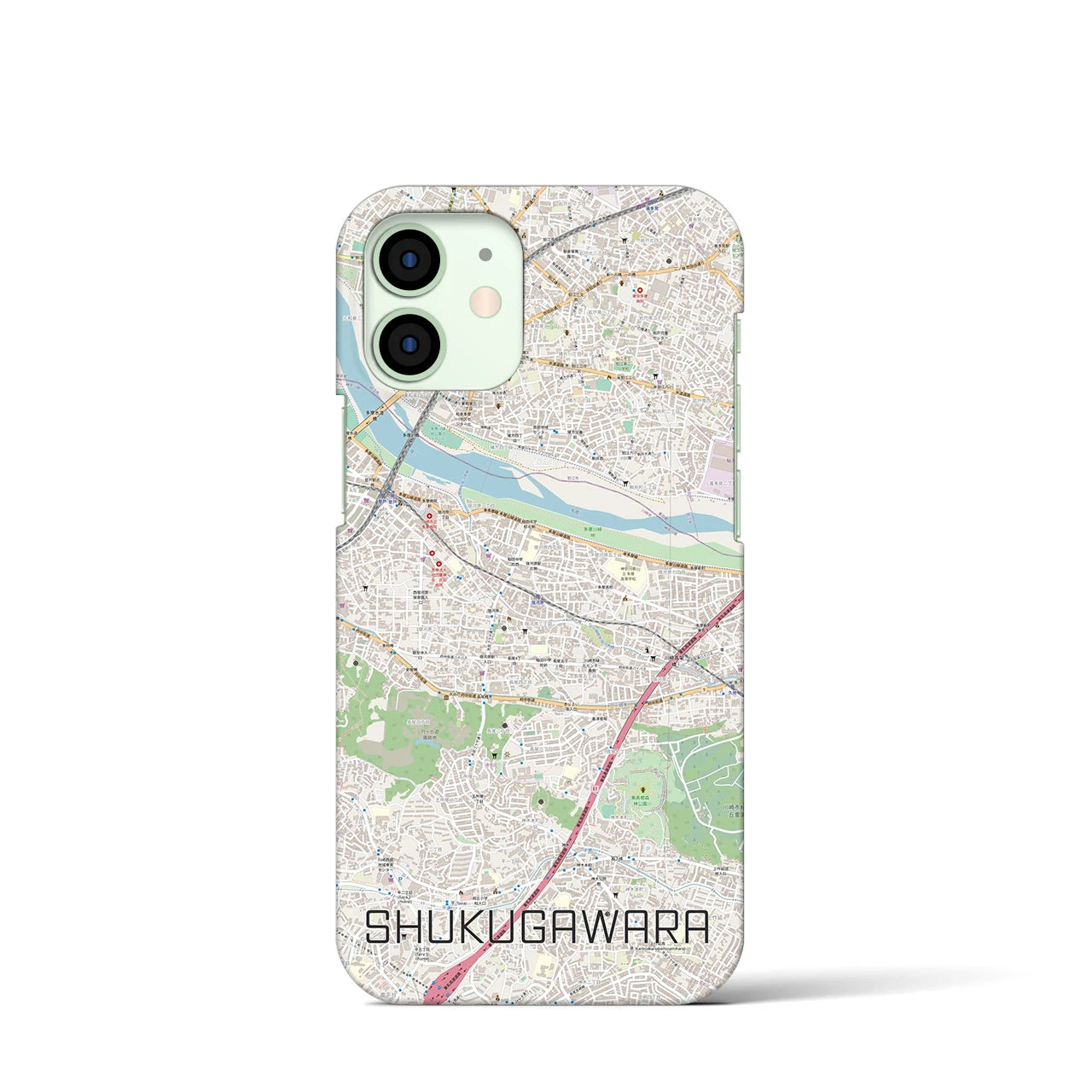 【宿河原】地図柄iPhoneケース（バックカバータイプ・ナチュラル）iPhone 12 mini 用