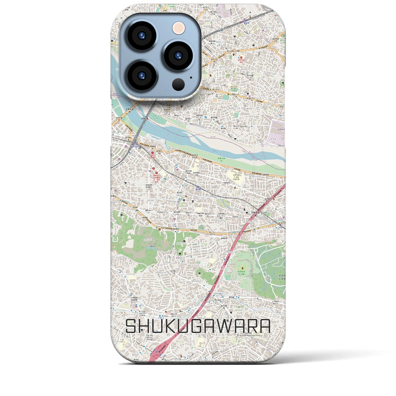 【宿河原】地図柄iPhoneケース（バックカバータイプ・ナチュラル）iPhone 13 Pro Max 用