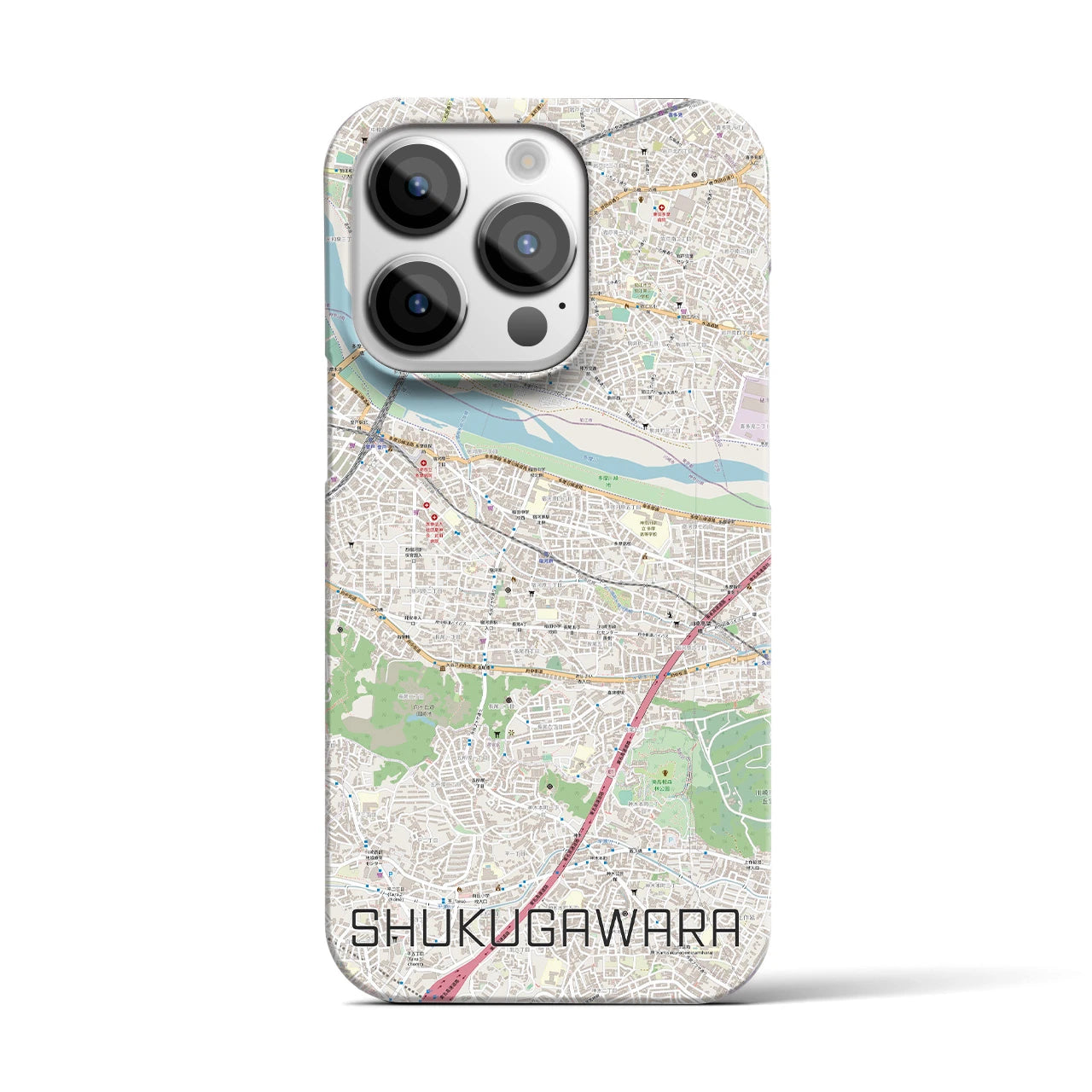 【宿河原】地図柄iPhoneケース（バックカバータイプ・ナチュラル）iPhone 14 Pro 用