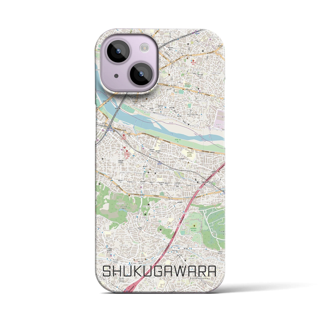 【宿河原】地図柄iPhoneケース（バックカバータイプ・ナチュラル）iPhone 14 用