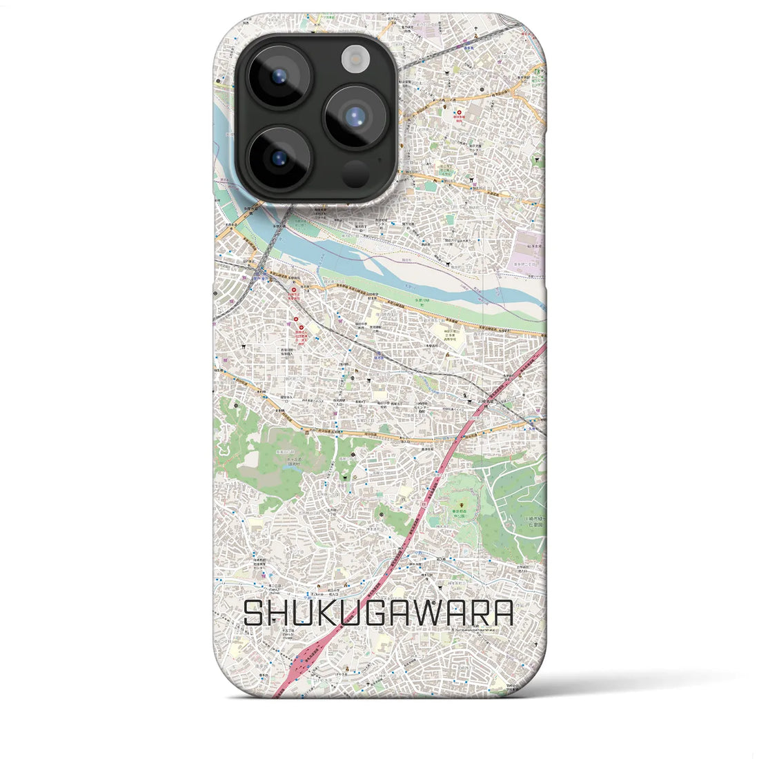 【宿河原】地図柄iPhoneケース（バックカバータイプ・ナチュラル）iPhone 15 Pro Max 用