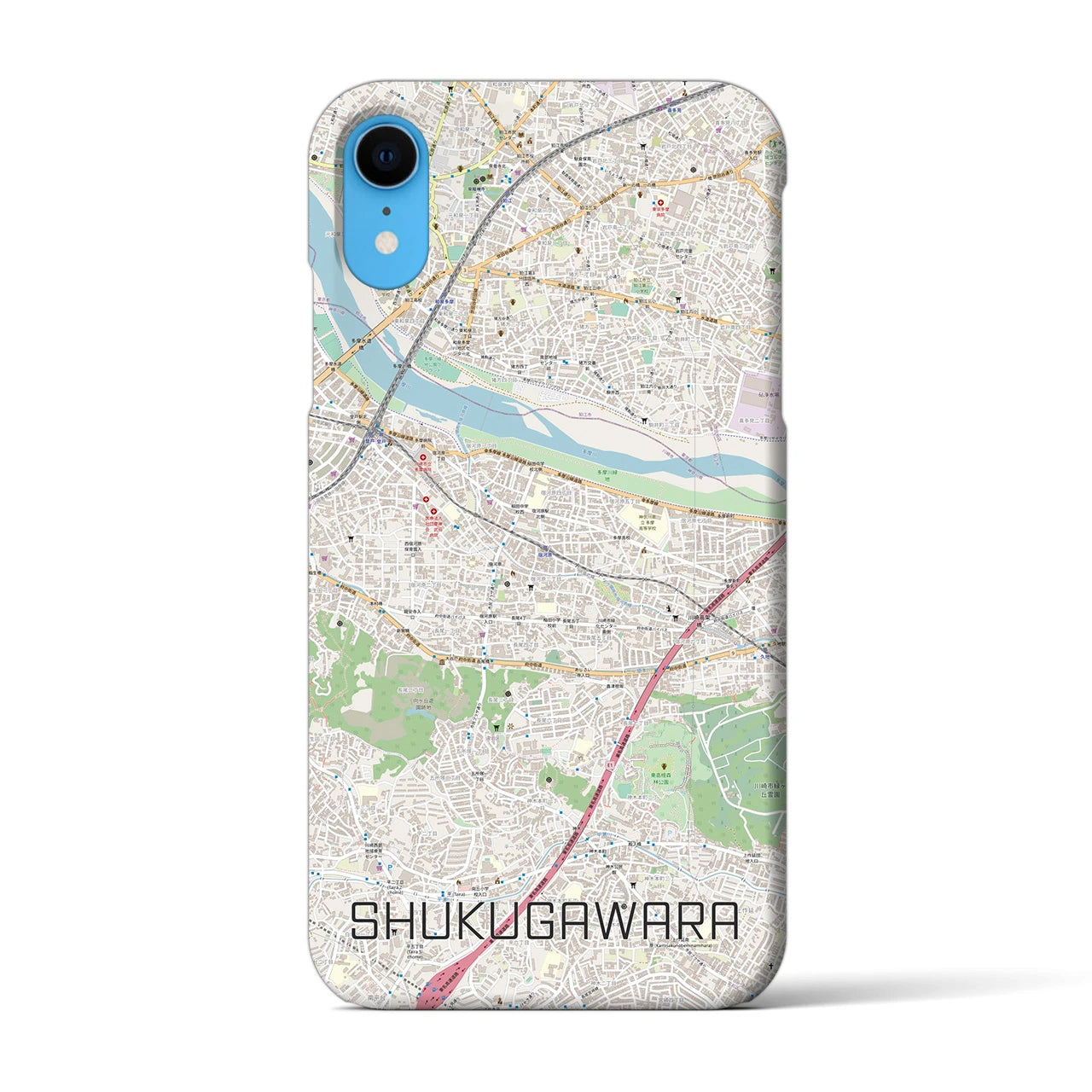【宿河原】地図柄iPhoneケース（バックカバータイプ・ナチュラル）iPhone XR 用