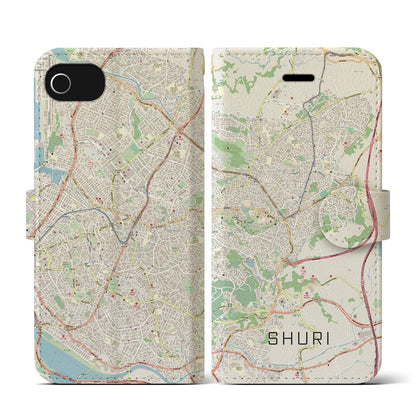 【首里（沖縄県）】地図柄iPhoneケース（手帳タイプ）ナチュラル・iPhone SE（第3 / 第2世代） / 8 / 7 / 6s / 6 用