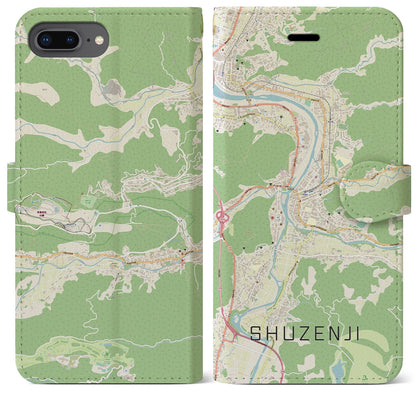 【修善寺（静岡県）】地図柄iPhoneケース（手帳タイプ）ナチュラル・iPhone 8Plus /7Plus / 6sPlus / 6Plus 用