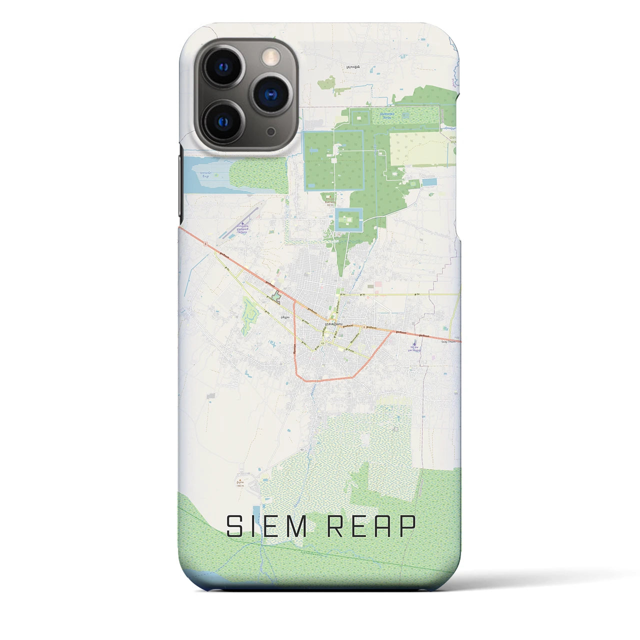 【シェムリアップ】地図柄iPhoneケース（バックカバータイプ・ナチュラル）iPhone 11 Pro Max 用
