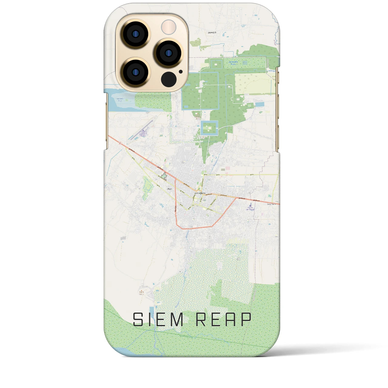 【シェムリアップ】地図柄iPhoneケース（バックカバータイプ・ナチュラル）iPhone 12 Pro Max 用