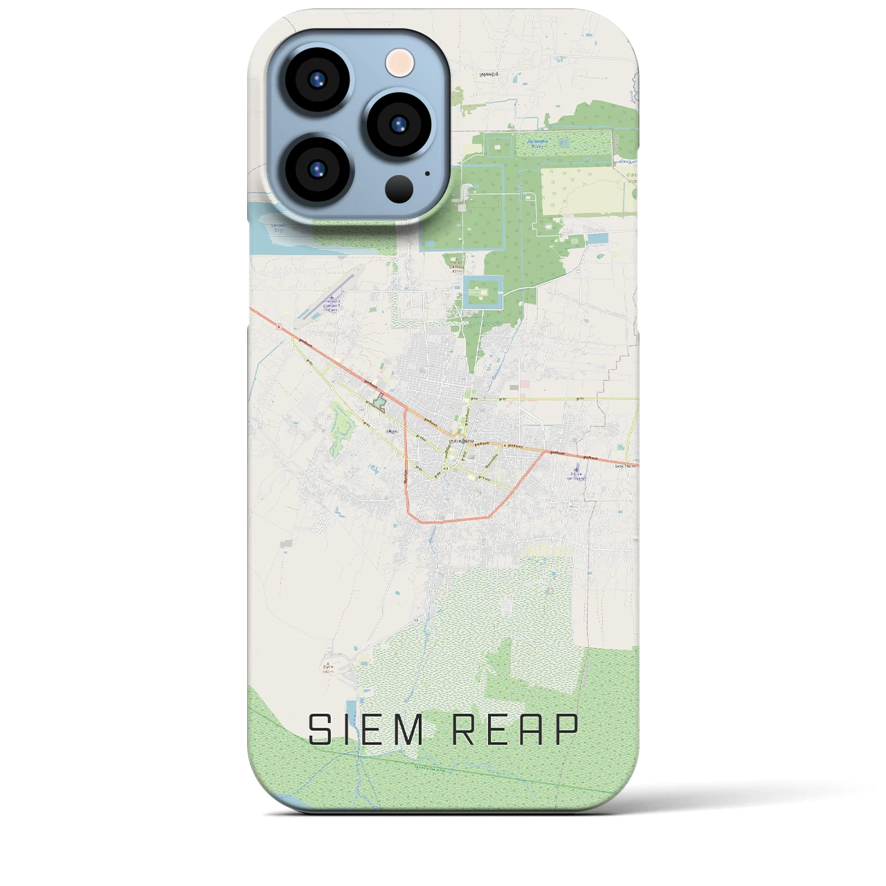 【シェムリアップ】地図柄iPhoneケース（バックカバータイプ・ナチュラル）iPhone 13 Pro Max 用