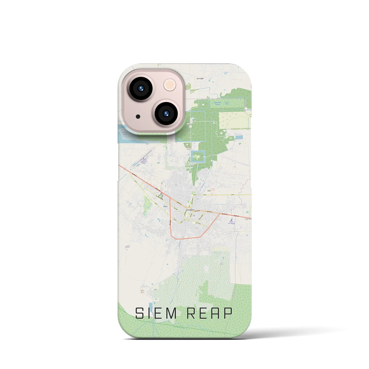 【シェムリアップ】地図柄iPhoneケース（バックカバータイプ・ナチュラル）iPhone 13 mini 用