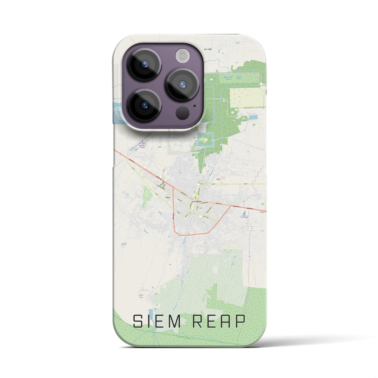 【シェムリアップ】地図柄iPhoneケース（バックカバータイプ・ナチュラル）iPhone 14 Pro 用