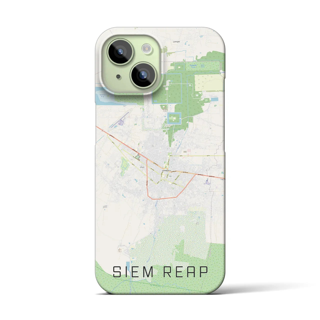 【シェムリアップ】地図柄iPhoneケース（バックカバータイプ・ナチュラル）iPhone 15 用