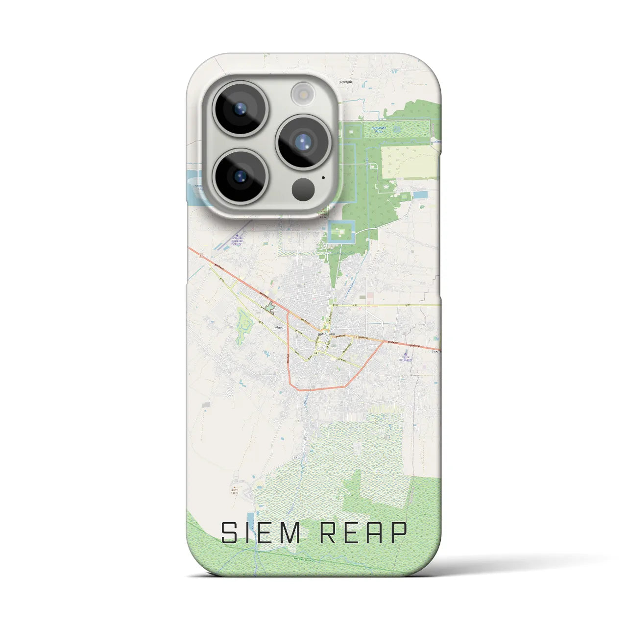 【シェムリアップ】地図柄iPhoneケース（バックカバータイプ・ナチュラル）iPhone 15 Pro 用