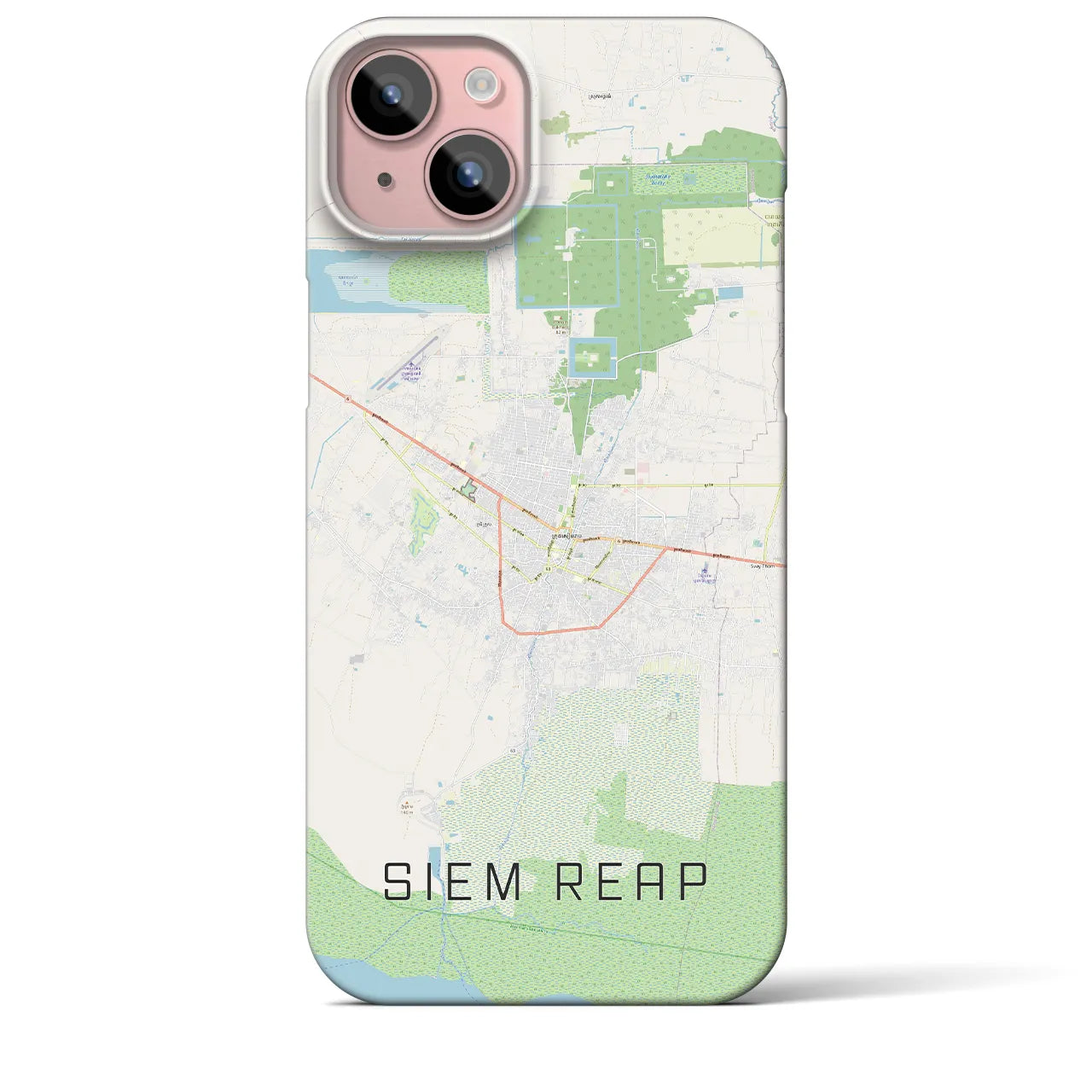 【シェムリアップ】地図柄iPhoneケース（バックカバータイプ・ナチュラル）iPhone 15 Plus 用