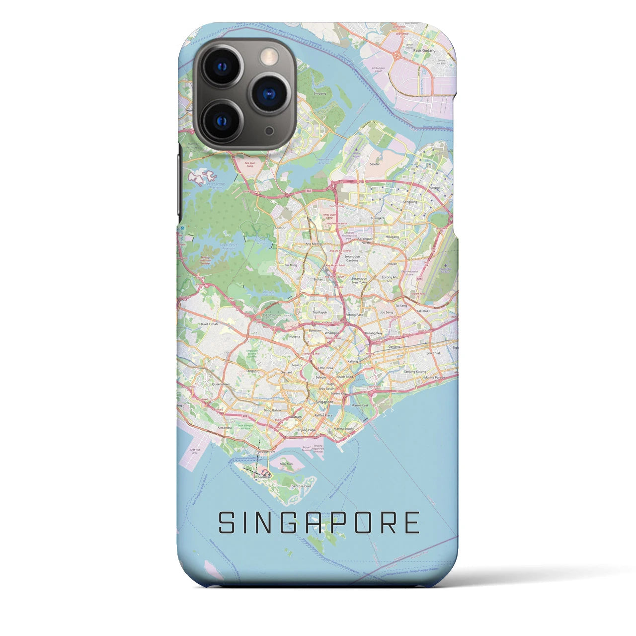 【シンガポール】地図柄iPhoneケース（バックカバータイプ・ナチュラル）iPhone 11 Pro Max 用