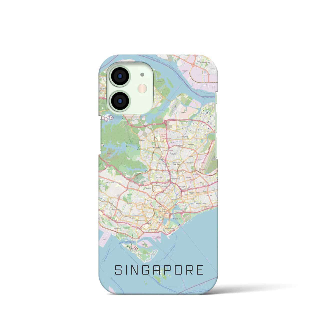 【シンガポール】地図柄iPhoneケース（バックカバータイプ・ナチュラル）iPhone 12 mini 用